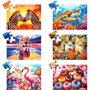 6 Pack 16 Large Piece Puzzles for Seniors Puzzles Dementia Alzheimer's Products and Activities Alzheimer's Puzzle Elderly Adults Cognitive Game Gift for Patients in Nursing Home with 6 Storage Bags