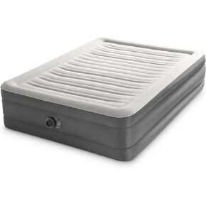 Intex 64095T TruAire Luxury Queen-Sized Air Mattress 18 Inch Tall Airbed with Built-in Air Pump and Carrying Storage Bag, Gray