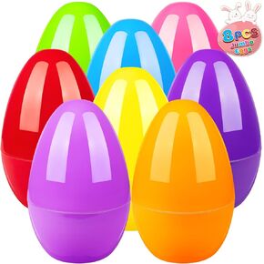 BainGesk 8PCS Jumbo Easter Eggs, 10" Large Plastic Easter Eggs, Empty Eggs for Easter Egg Hunt, Bulk Fillable Surprise Eggs, Basket Stuffers Fillers, Easter Party Favor for Kids