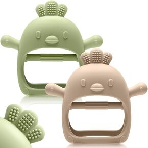 2 Pack Baby Teething Toys for 3-6 6-12 Months, Silicone Hand Teether Mitten | BPA Free, 4 Textures for Gum Relief, Dishwasher Safe, Anti Drop, Adjustable Wristband, Infant Chew Toys, Newborn Gifts in Kuwait