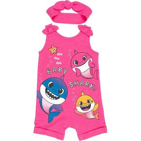 Pinkfong Baby Shark Sleeveless Romper & Headband Set