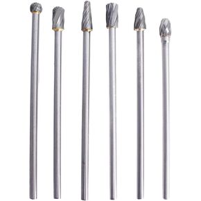 10mm Rotary Aluminum Cut Burr 6Pcs 6mm 1/4 Inch Shank 150mm Long Reach, Carbide Alloy Rotary Burr Set, Fit for Woodworking, Drilling, Metal Carving, Engraving, Polishing