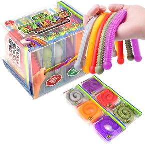 KELZ KIDZ® TEXTURODOS® - Durable Textured (Patented) Stretchy String Fidget and Sensory Toy for Kids - Individually Packaged Monkey Noodles (15 Pack)