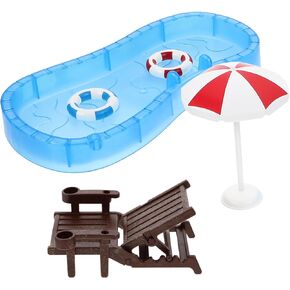 1 Set Doll House Swimming Pool Swimming Ring Folding Beach Sunbath Chair Simulation Miniature Craft Furniture Pool Toys Photo Props for Dollhouse Accessories