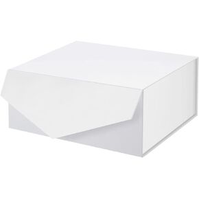 White Gift Box, 9x6.5x3.8 Inches Gift box for Present with Lid, Bridesmaid Proposal Box, Magnetic Closure Rectangle Collapsible Box for Gift Packaging (Matte White)