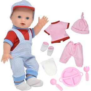 Gift Boutique Realistic Baby Doll with Clothes & Accessories for Girls & Boys, 12 Inch Newborn Baby Doll with Pink Change of Clothes Diaper Baby Bottle Feeding & Caring Set for Toddlers & Kids Age 3-6