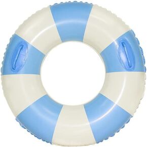 Large Swim Ring with Handles for Kids Adults,35 Inch Classic Striped Pool Inner Tubes,Inflatable Pool Floats,Float Naked,Pool Floaties Adult Size for Summer Pool Party Beach,Blue