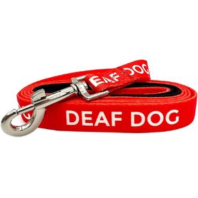 Deaf Dog Leash - Hard of Hearing Warning - Hearing Impaired Dog - No Limited Hearing - Deaf Alert Padded Handle Accessories for Small Medium Large Dogs (Small, Red)