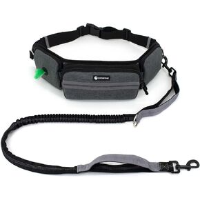 Hands Free Dog Leash with Dog Walking Fanny Pack for Large Medium Small Dogs, Heavy Duty Durable Reflective Waist Bungee Leash for Dog Training,Night Walking Running Jogging Hiking