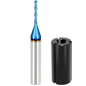 1/4 Inch Shank Spiral Router Bits 1/16 Inch Cutting Diameter Up Cut Spiral Bit with Nano Blue Coating 2 Flute Spiral CNC Router Bits- 1/16" X 1/2" X 1/4" X 2"
