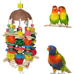 PINVNBY Parrot Toys, Bird Toys for Parrots Multicolored Wooden Blocks Bird Chewing Toy for Small and Medium-Sized Macaws Suitable for African Gray Parrots, Small and Medium-Sized Macaws, Cockatoos