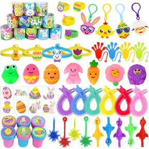 96 Pcs Easter Egg Fillers, Easter Party Favors Bunny Squishy Fidget Bulk Toys, Goodie Bag Stuffers Gifts Classroom Prizes Easter Basket Stuffers Toys for Kids Ages 4 5 6 7 8 Boys Girls Teens