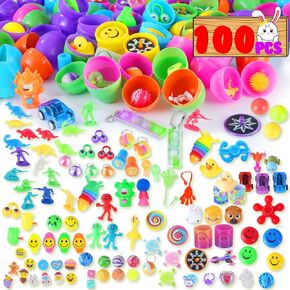 100 بيضة عيد الفصح مع ألعاب داخل الألعاب لبيض عيد الفصح المملوء، بيض عيد الفصح البلاستيكي مقاس 2.5 بوصة لحشو سلة عيد الفصح، حشو صيد بيض عيد الفصح، هدايا حفلات عيد الفصح للأطفال الصغار الأولاد والبنات in Kuwait