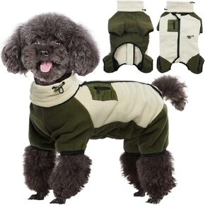 T'CHAQUE Dog Winter Coat, Warm Polar Fleece Jacket Puppy Sweaters for Small Dogs, Removable Turtleneck Puppy Padded Coats,Windproof Cozy Pet Outfits for Chihuahua,Pomeranian, Poodle, ApricotGreen, XS