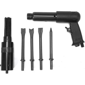 مجموعة مطرقة هواء ذات أسطوانة طويلة 250 شديدة التحمل مكونة من 5 قطع إزميل، مع ملحق قشارة إبرة مدمج، قوي in Kuwait