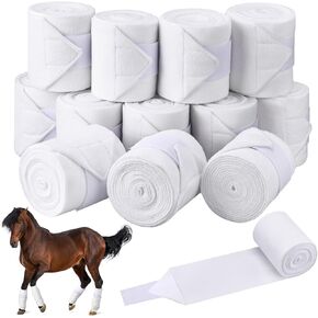 Hosuly 12 Pack Horse Bandages Soft Fleece Leg Wraps, 9.2 ft Long Wrap for Helping Prevent Horse from Tendon Damage and Keep Clean and Safe(Black)