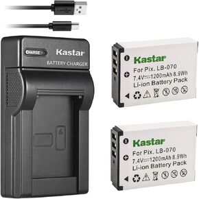 Kastar 2-Pack Battery + Slim USB Charger for Kodak LB-070 LB070 Battery and Kodak Pixpro AZ651, Pixpro AZ651 AZ652 Astro Zoom, Pixpro AZ901, PIXPRO S1, PIXPRO S-1, Minolta MN67Z Camera