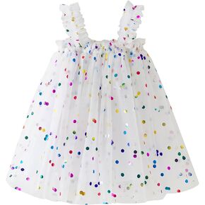Toddler Girls Polka Dot Tulle Tutu Dress Sleeveless Summer Tulle Tutu Dresses Size 6M-5T