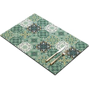 GYORI Double-Sided Non-Slip Draining Mat with Imitation Tile Print for Coffee Machines and Countertops