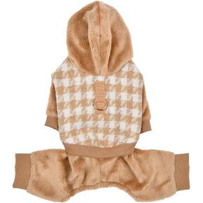 Puppia Cagnie Winter Jumpsuit Warm Cozy Fashionable for Small Dogs, Beige, Large