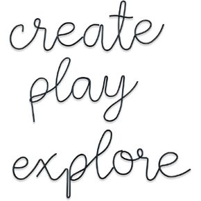 KRSHEMDE Playroom Wall Decor Metal Play Explore Create Inspirational Wall Art Nursery Room Decor for Kids Toddlers Boys Girls Classroom Bedroom Reading Nook Positive Quotes Wall Decoration