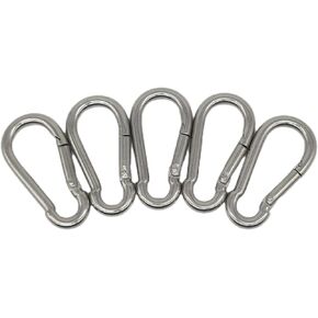 5 Pack-2.75 Inch 304 Stainless Steel Silver Spring Hook Buckle,Clip Carabiner,Keychain, Snap, Link, Keyring,Dog Chain Belt Buckle