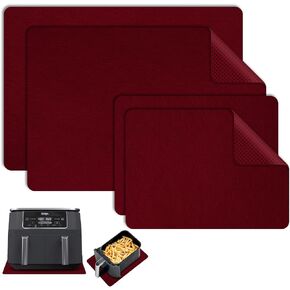 Daily Treasures 4Pcs 3MM Thicken Heat Resistant Mat for Air Fryer, 17.3x11.8in(2Pcs)11.8×8.6 in(2Pcs) Anti-Slip Heat Resistant Pad, Air Fryer Mat Sliding Counter Protector Mat, Heat Resistant Mats