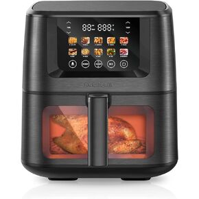 SEEDEEM Max XL Air Fryer, 8 Quart, 10-in-1 Hot Air Fryer Oven with Color LCD Display Touchscreen, Air Fryer Toaster Oven Combo with ClearCook Cooking Window,Broil, Roast, Dehydrate, Bake, Black