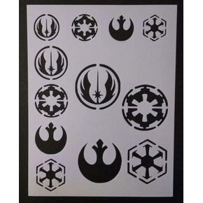 Harissa Star Wars Rebel Empire Sith Jedi Logo Seal 8.5'', x 11'', Stencil Fast Reusable, Sturdy, Cut Stencil Sheet (not Paper)