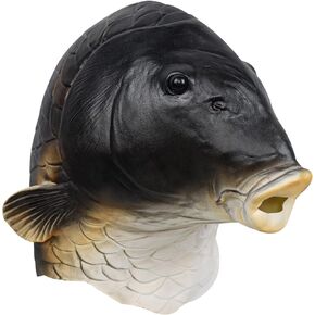 Pigmiss Halloween Realistic Fish Mask Costume Funny Animal Head Mask Latex Black Monster Headwear Halloween Carnival Cosplay Costume Party Props