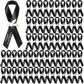 50 Pcs Dove Funeral Ribbons Memorial Ribbon Funeral Pins Classic Memorial Service Respect Ribbon Bow with Safety Pins and Dove for Mourning Remembrance Day Event(Red)