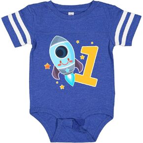 inktastic Rocket Spaceship Happy First Birthday Baby Bodysuit
