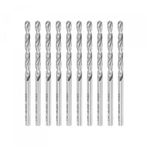 uxcell 10 Pcs 3.35mm HSS(High Speed Steel) W6542 Micro Drill Bits, Fully Ground Jobber 70mm Length Drill Bit for Mild Steel Copper Aluminum