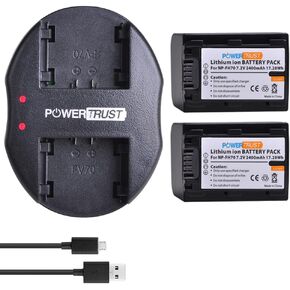 2Pack NP-FH70 Battery + Dual USB Charger for Sony NP-FH50 NP-FH40 NP-FH30 NP-FH70 NP-FH100 A230 A330 A290 A380 DVD650 HC20 Batteries