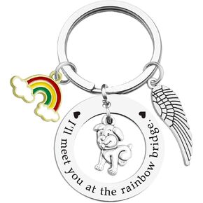 ichrati Pet Memorial Gifts for Dogs Loss of Pet Sympathy Gift for Dog Lovers Remembrance Gifts for Pet Dog Owner Pet I'll Meet You at The Rainbow Bridge Keychain