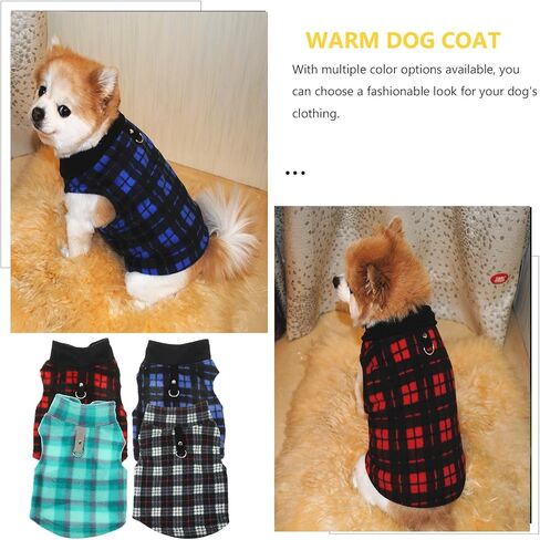 AGFELO 4 Pcs Dog Sweaters for Small Dogs Male Winter Fabric Dog Sweater with Leash Ring Fleece Vest Dog Pullover Jacket Warm Pet Dog Clothes for Puppy Small Dogs Cat Chihuahua Boy Plaid Pattern S in Kuwait