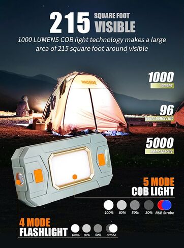 Camping Lantern Tent Lights - 1000lm Lantern Flashlight with 96Hrs Battery Life, USB Rechargeable, Magnetic Waterproof LED Lamp Best for Power Outages, Hurricane, Outdoor Home Emergency in Saudi Arabia