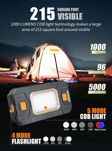 Camping Lantern Tent Lights - 1000lm Lantern Flashlight with 96Hrs Battery Life, USB Rechargeable, Magnetic Waterproof LED Lamp Best for Power Outages, Hurricane, Outdoor Home Emergency in Saudi Arabia