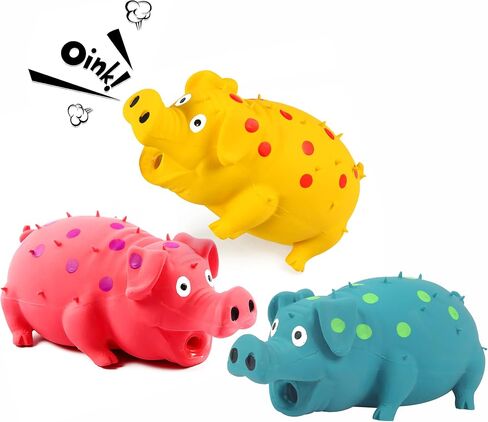 Squeaky Pig Dog Toys, 2 Pack Grunting Pig Dog Toy That Oinks Grunts for Small Medium Large Dogs, Durable Rubber Pig Squeaker Dog Puppy Chew Toys, Latex Interactive Squeak Funny Cute Dog Toy Set in Saudi Arabia