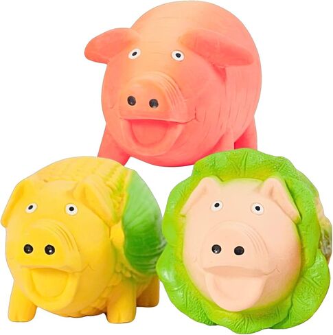 Squeaky Pig Dog Toys, 2 Pack Grunting Pig Dog Toy That Oinks Grunts for Small Medium Large Dogs, Durable Rubber Pig Squeaker Dog Puppy Chew Toys, Latex Interactive Squeak Funny Cute Dog Toy Set in Saudi Arabia