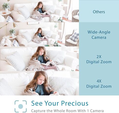 Moonybaby 5" HD A.N.R. (Auto Noise Reduce) Baby Monitor with Camera and Audio, Model: QuadView 30, No WiFi, 20 Days Battery Life in ECO Mode, Long Range, 2-Way Audio, Lullaby, Room Temperature Display in Kuwait