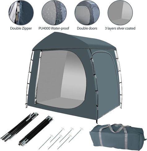 Outdoor Bike Covers Storage Shed Tent, Portable Bicycle Storage Cover, Foldable 210D PU4000 Waterproof Oxford Fabric Bike Shelter for 2-3 Bike in Saudi Arabia