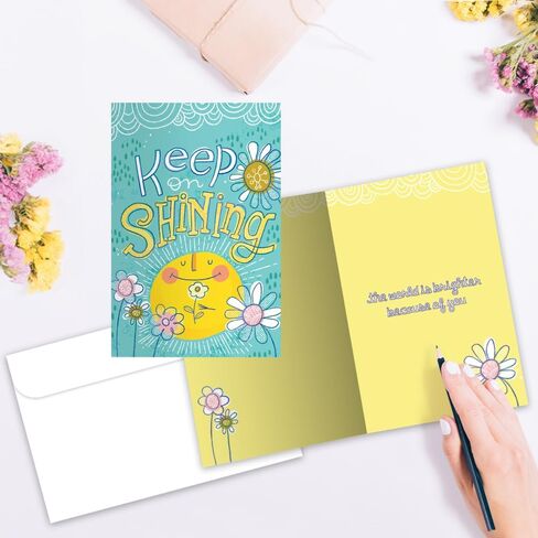 Tree-Free Greetings 12 Pack All Occasion Notecards, Eco Friendly, Made in USA, 100% Recycled Paper ECOnotes, 4 x 6 Inches, Sunshine Season (FS54317) in Saudi Arabia