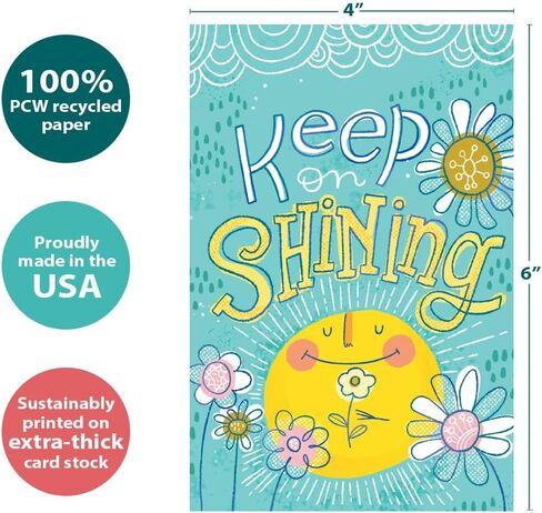 Tree-Free Greetings 12 Pack All Occasion Notecards, Eco Friendly, Made in USA, 100% Recycled Paper ECOnotes, 4 x 6 Inches, Sunshine Season (FS54317) in Saudi Arabia