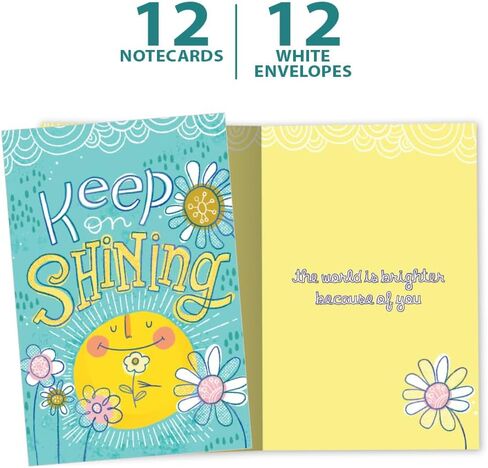 Tree-Free Greetings 12 Pack All Occasion Notecards, Eco Friendly, Made in USA, 100% Recycled Paper ECOnotes, 4 x 6 Inches, Sunshine Season (FS54317) in Saudi Arabia