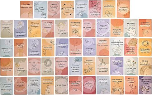 بطاقات التأكيد للشيخوخة الجميلة - 52 تأكيدًا إيجابيًا لكبار السن من النساء والرجال - اشعر بالسلام بشأن عمرك - بطاقات ذهبية + حامل من خشب الأبنوس + دليل التعليمات - من Omphoria in Saudi Arabia