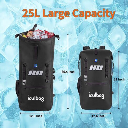 Iculbag Backpack Coolers Bags Insulated Leak Proof 36Cans Cooler Backpack Insulated Waterproof Leak Proof Soft Travel Hiking Beach Camping Picnic Lunch Bags for Men Women for 12Hour Cooling Black in Kuwait