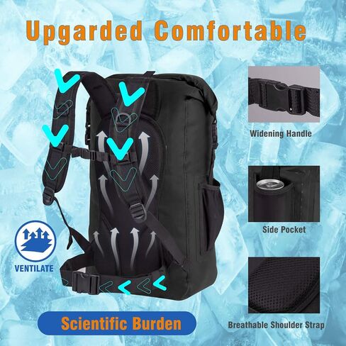 Iculbag Backpack Coolers Bags Insulated Leak Proof 36Cans Cooler Backpack Insulated Waterproof Leak Proof Soft Travel Hiking Beach Camping Picnic Lunch Bags for Men Women for 12Hour Cooling Black in Kuwait