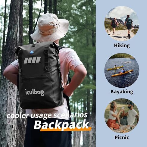 Iculbag Backpack Coolers Bags Insulated Leak Proof 36Cans Cooler Backpack Insulated Waterproof Leak Proof Soft Travel Hiking Beach Camping Picnic Lunch Bags for Men Women for 12Hour Cooling Black in Kuwait