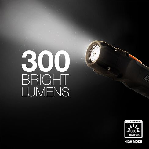 مصباح يدوي إنرجايزر HC-300 LED، مقاوم للماء IPX4، أقصى قدر من المتانة، مصباح LED ذكي خافت، مصباح مهام عالي الأداء، البطاريات متضمنة، أسود/رمادي in Kuwait